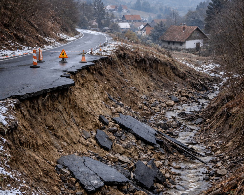 Klizište kod Čačka zatvorilo Rajački put: Ekipe intervenišu, saobraćaj u prekidu